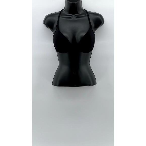 VICTORIA SECRET Women's Black Braided Crochet Knit Push-Up Bra SZ 32C - Picture 1 of 9